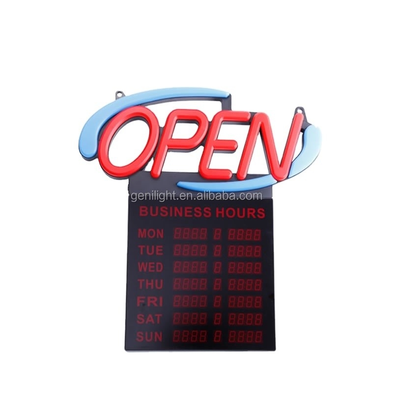 Acryl LED neon open bord met uren 12V Input Voltage Gemakkelijk en modieus ontwerp 54x52cm