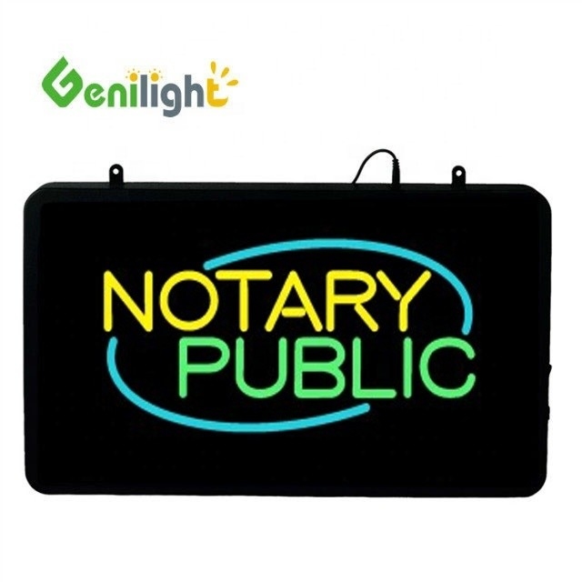 Genilight NOTARY PUBLIC LED Neon Sign met ABS Open-Mold Outframe en flitsende animatie
