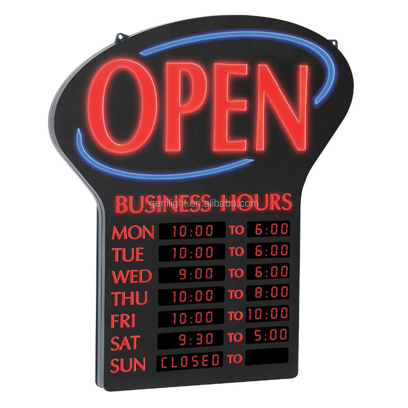 Op maat gemaakte open/gesloten LED-bord met uren verbruik voor binnentoepassingen